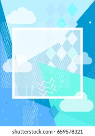 Oktoberfest beer festival background design. Vector Abstract clouds sky blue color background Holiday decoration, frame paper texture. Memphis, Hipster, concept Bavarian flag template, place for text