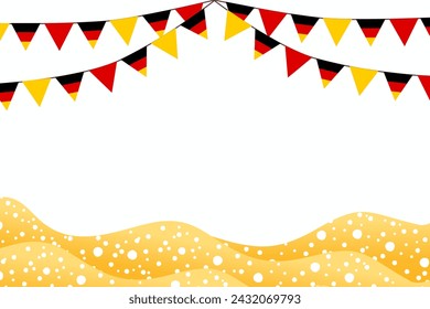 Oktoberfest beer festival background  German Beer food festival vintage German flag bunting beer froth bubble design. Vector illustration.