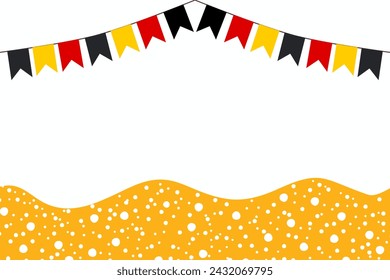 Oktoberfest beer festival background  German Beer food festival vintage German flag bunting beer froth bubble design. Vector illustration.