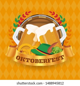 Oktoberfest  beer festival badge and background concept. Vector illustration