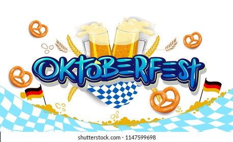 Oktoberfest beer festival, banner and poster template with Oktoberfest calligraphy hand lettering and beer. beer festival in German