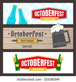 Oktoberfest beer festival banner set. Vector illustration