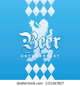 Oktoberfest Beer Festival Bavarian lion blue white background