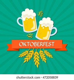 Oktoberfest beer festival cartoon poster, oktoberfest card design, menu, invitation, oktoberfest design for advertising, poster, oktoberfest banner, art, beer menu, flyer, tshirt, print.