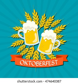 Oktoberfest beer festival cartoon poster, oktoberfest card design, menu, invitation, oktoberfest design for advertising, poster, oktoberfest banner, art, beer menu, flyer, tshirt, print.