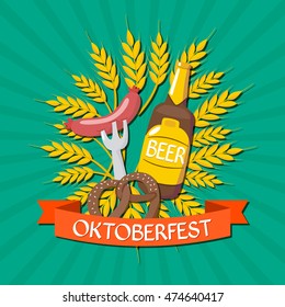 Oktoberfest beer festival cartoon poster, oktoberfest card design, menu, invitation, oktoberfest design for advertising, poster, oktoberfest banner, art, beer menu, flyer, tshirt, print.