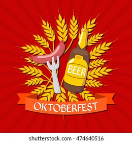 Oktoberfest beer festival cartoon poster, oktoberfest card design, menu, invitation, oktoberfest design for advertising, poster, oktoberfest banner, art, beer menu, flyer, tshirt, print.