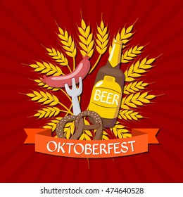 Oktoberfest beer festival cartoon poster, oktoberfest card design, menu, invitation, oktoberfest design for advertising, poster, oktoberfest banner, art, beer menu, flyer, tshirt, print.