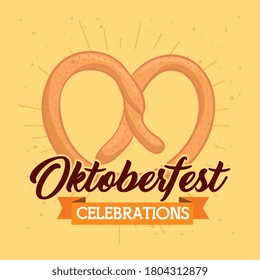 oktoberfest beer festival celebration with delicious pretzel vector illustration design