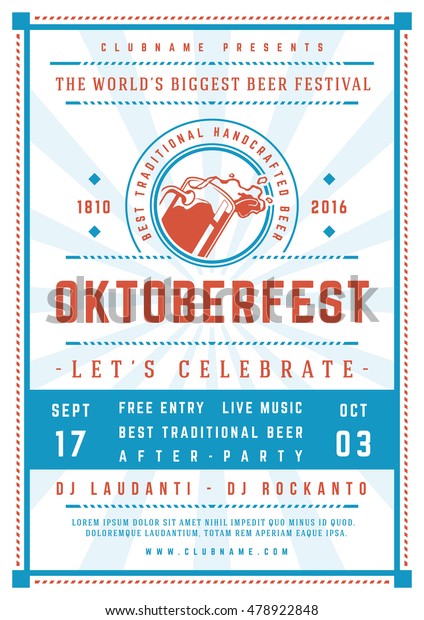 Oktoberfest Bierfestival Fest Poster Oder Flyer Stock Vektorgrafik Lizenzfrei