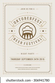 Oktoberfest beer festival celebration retro typography poster or flyer template. 
Textured background vector illustration.