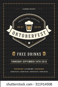 Oktoberfest beer festival celebration retro typography poster or flyer template. 