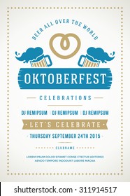 Oktoberfest beer festival celebration retro typography poster or flyer template. 