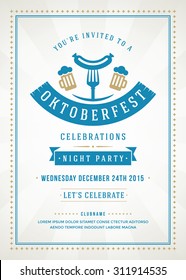 Oktoberfest beer festival celebration retro typography poster or flyer template. 