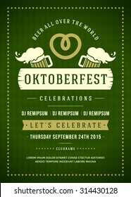 Oktoberfest beer festival celebration retro typographic poster or flyer template. 