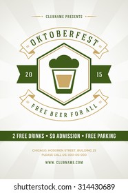 Oktoberfest beer festival celebration retro typographic poster or flyer template. 