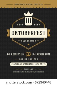 Oktoberfest beer festival celebration retro typography poster or flyer vector template. 