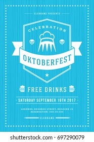Oktoberfest beer festival celebration retro typography poster or flyer vector template.