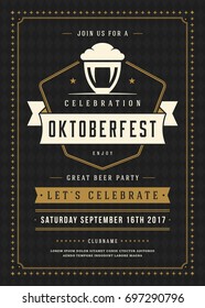 Oktoberfest beer festival celebration retro typography poster or flyer vector template.
