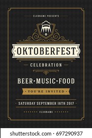 Oktoberfest beer festival celebration retro typography poster or flyer vector template.