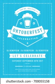Oktoberfest beer festival celebration retro typography poster or flyer vector template.