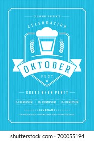 Oktoberfest beer festival celebration retro typography poster or flyer vector template. Oktoberfest beer festival celebration retro typography poster or flyer vector template.