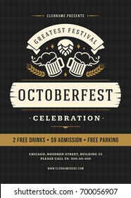 Oktoberfest beer festival celebration retro typography poster or flyer vector template.