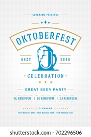 Oktoberfest beer festival celebration retro typography poster or flyer vector template.