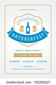 Oktoberfest beer festival celebration retro typography poster or flyer vector template.