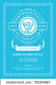 Oktoberfest beer festival celebration retro typography poster or flyer vector template. Oktoberfest beer festival celebration retro typography poster or flyer vector template.