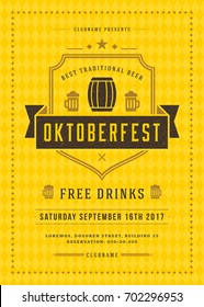 Oktoberfest beer festival celebration retro typography poster or flyer vector template.