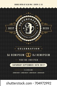 Oktoberfest beer festival celebration retro typography poster or flyer vector template.