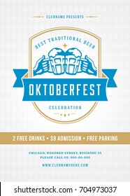 Oktoberfest beer festival celebration retro typography poster or flyer vector template.