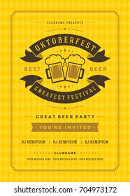 Oktoberfest beer festival celebration retro typography poster or flyer vector template.