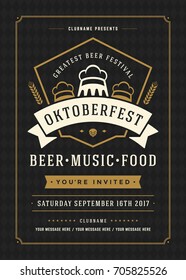 Oktoberfest beer festival celebration retro typography poster or flyer vector template.