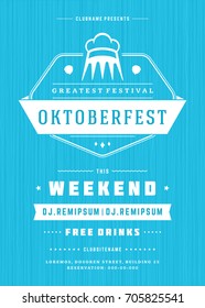 Oktoberfest beer festival celebration retro typography poster or flyer vector template.