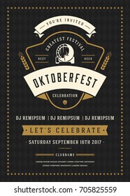 Oktoberfest beer festival celebration retro typography poster or flyer vector template.