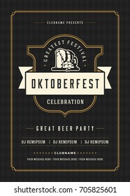 Oktoberfest beer festival celebration retro typography poster or flyer vector template.