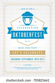 Oktoberfest beer festival celebration retro typography poster or flyer vector template.