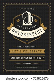 Oktoberfest beer festival celebration retro typography poster or flyer vector template.