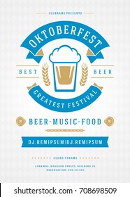 Oktoberfest beer festival celebration retro typography poster or flyer vector template.