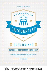 Oktoberfest beer festival celebration retro typography poster or flyer vector template.