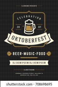 Oktoberfest beer festival celebration retro typography poster or flyer vector template.