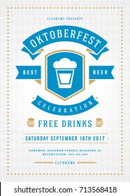Oktoberfest beer festival celebration retro typography poster or flyer vector template.