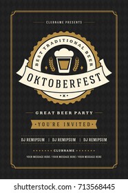 Oktoberfest beer festival celebration retro typography poster or flyer vector template.