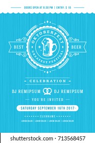 Oktoberfest beer festival celebration retro typography poster or flyer vector template.