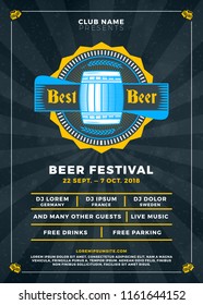 Oktoberfest beer festival celebration. Typography poster or flyer template for beer party. Vector illustration
