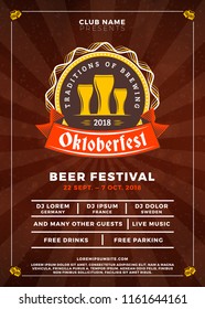 Oktoberfest beer festival celebration. Typography poster or flyer template for beer party. Vector illustration