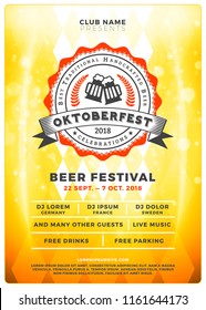 Oktoberfest beer festival celebration. Typography poster or flyer template for beer party. Vector illustration