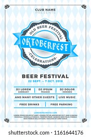 Oktoberfest beer festival celebration. Typography poster or flyer template for beer party. Vector illustration